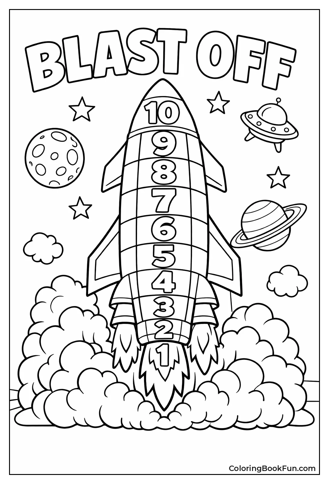 Rocket with Countdown Numbers