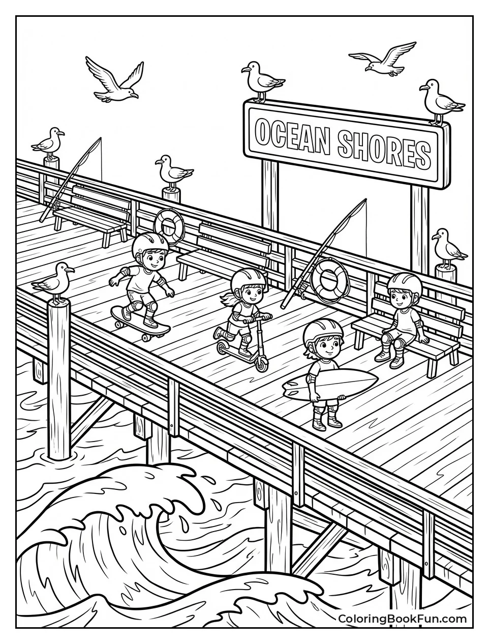 Pier with Crashing Waves