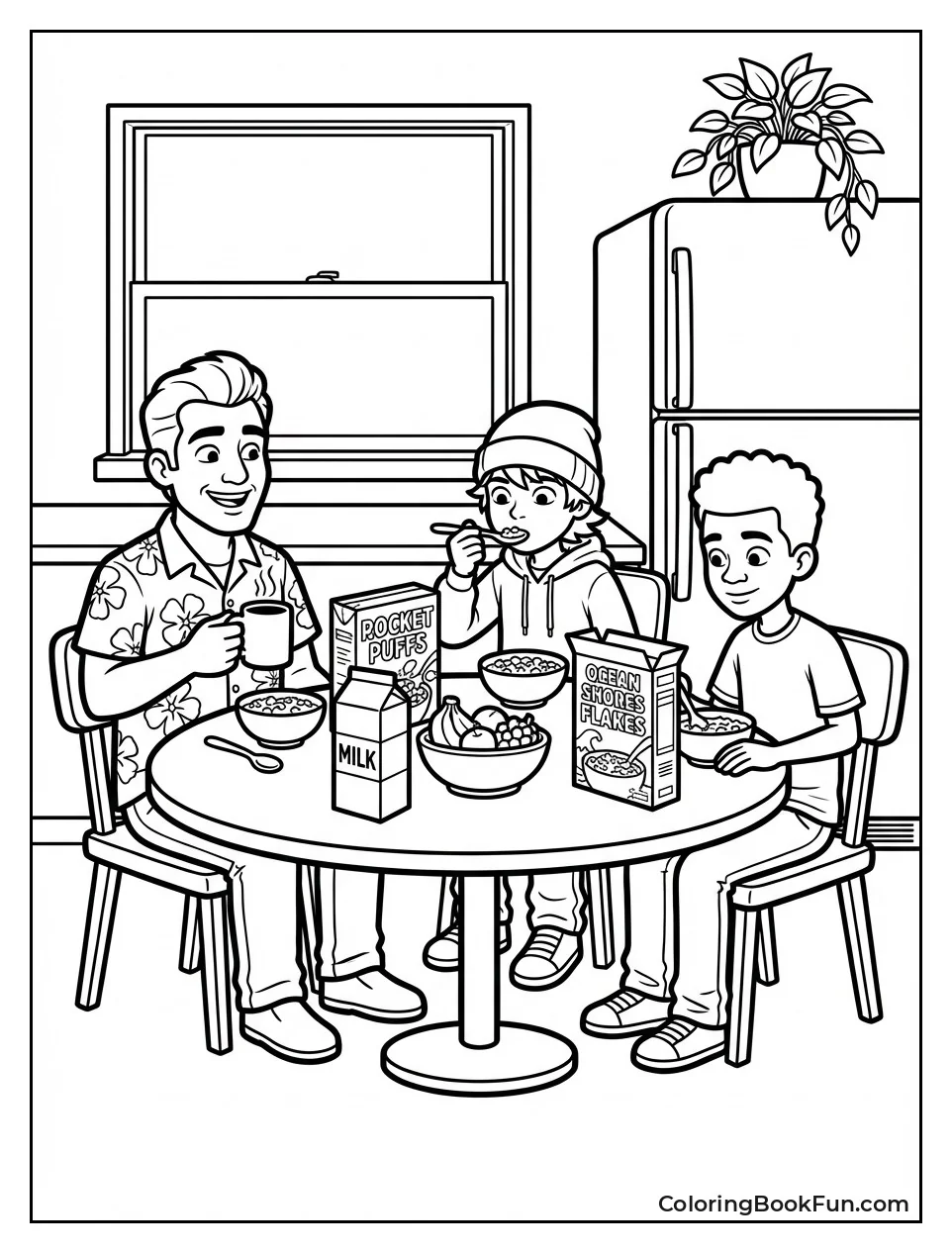 Family Eats Breakfast Together