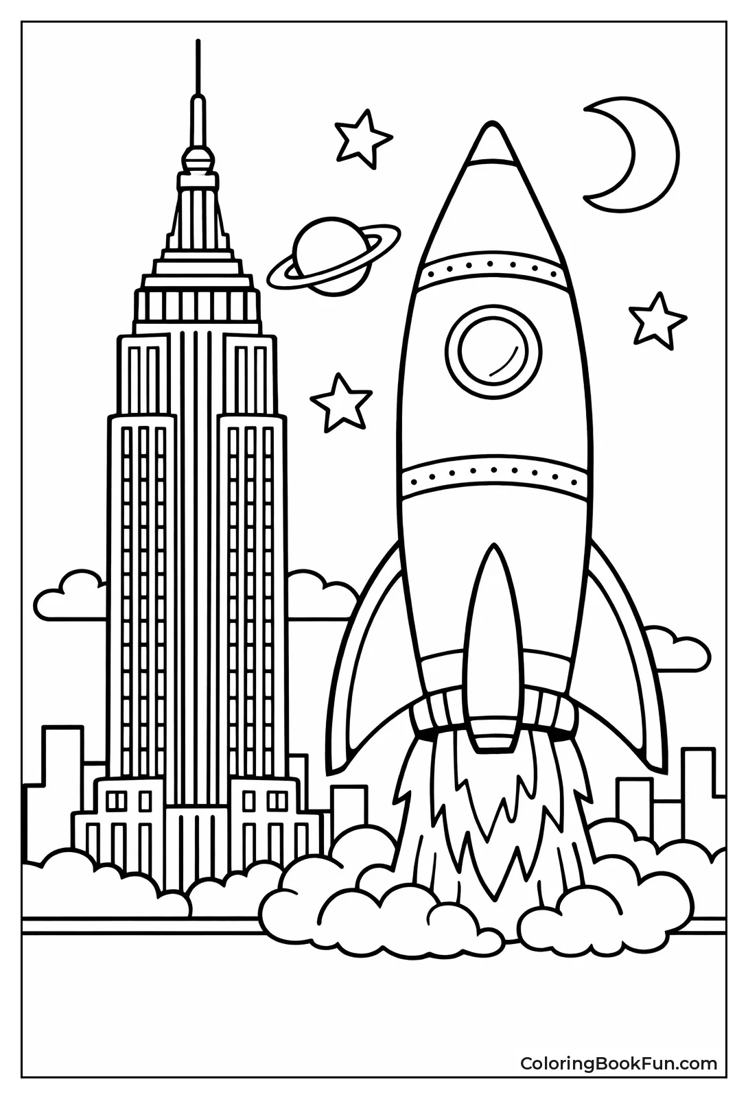 Rocket Towers over Buildings