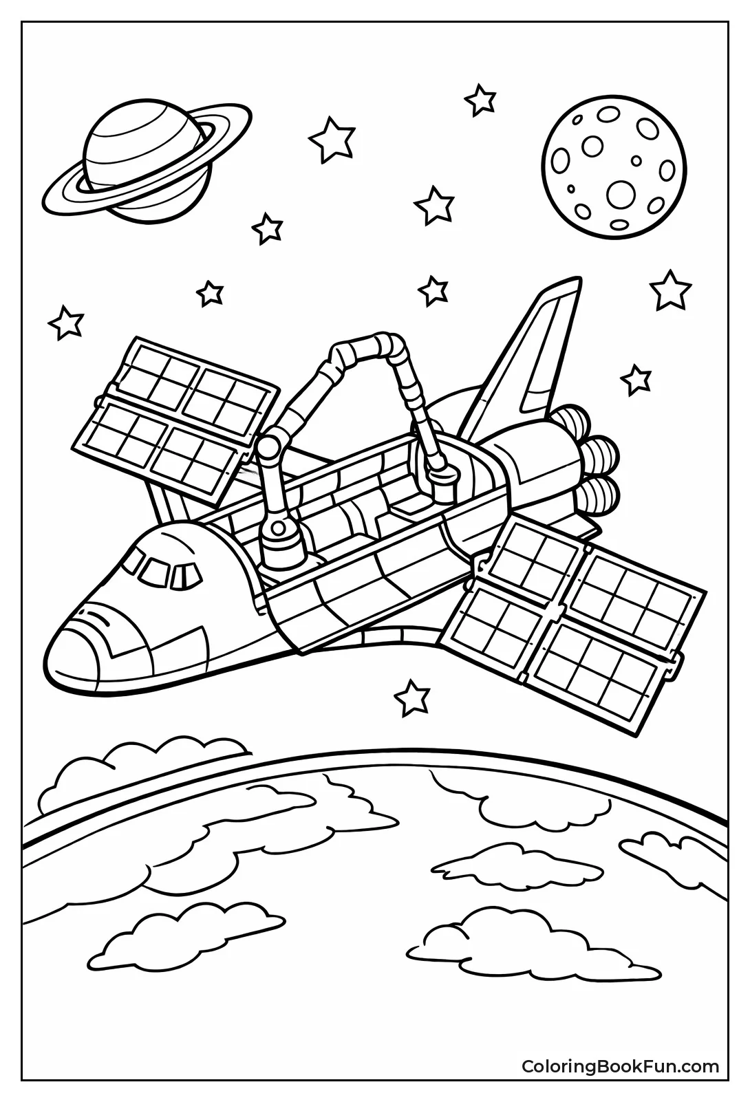 Shuttle Orbits Blue Earth