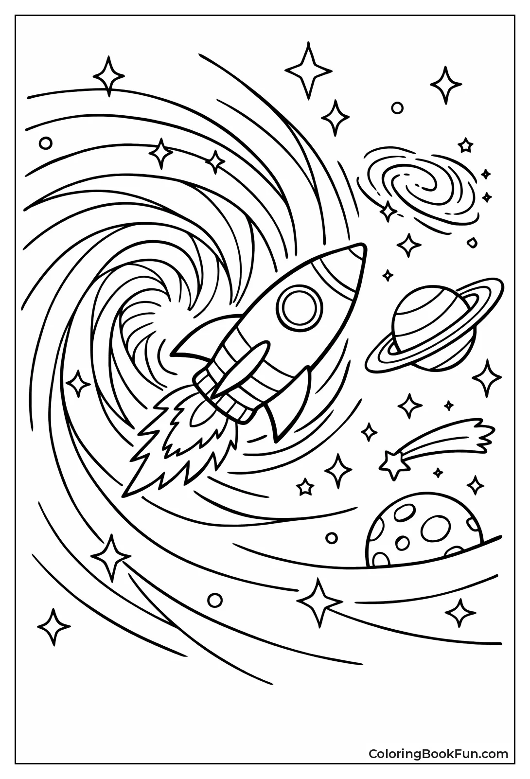 Rocket Enters Swirling Wormhole