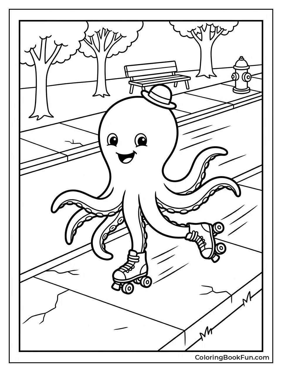 Oswald Rollerskates Down Sidewalk