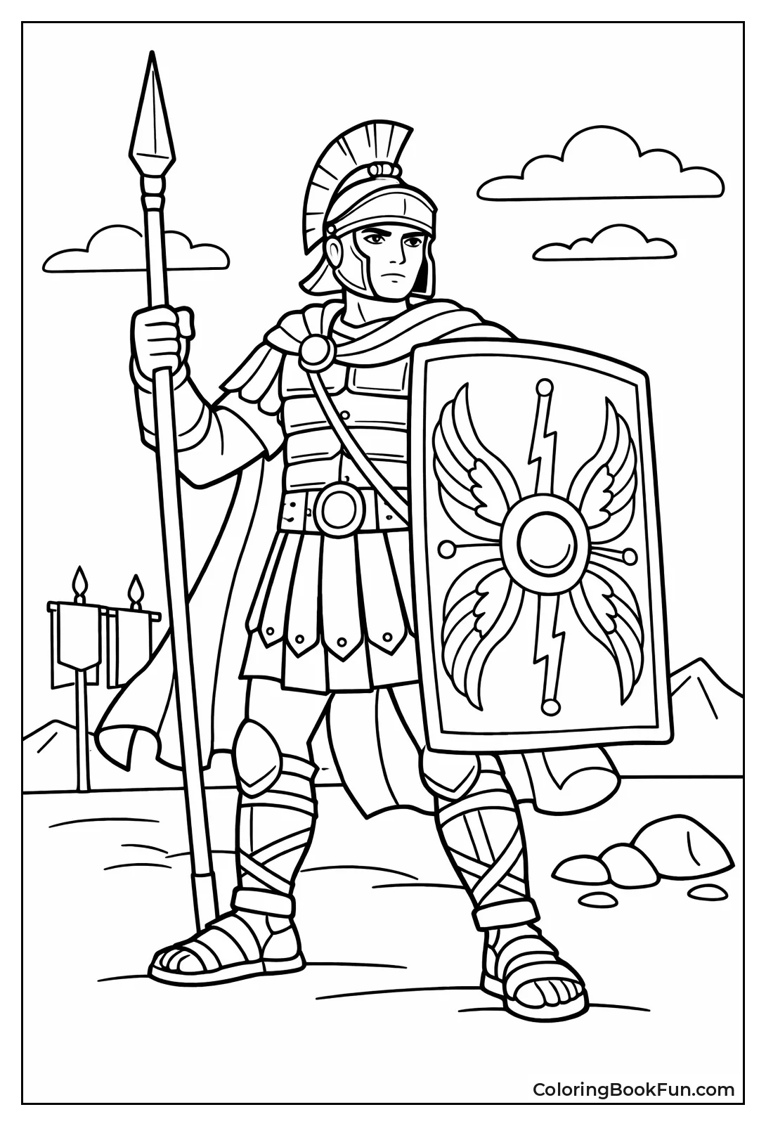 Roman Legionary Holds Spear