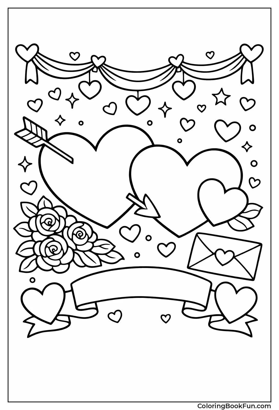 Romantic Arrow Flower Hearts
