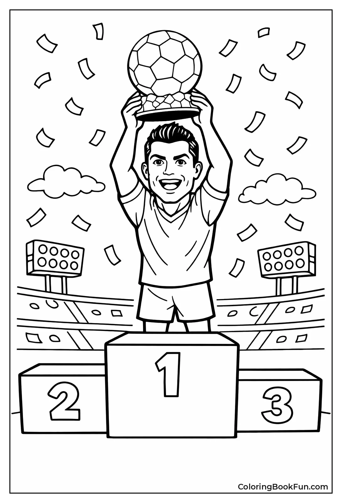 Ronaldo Holds Ballon d'Or Trophy