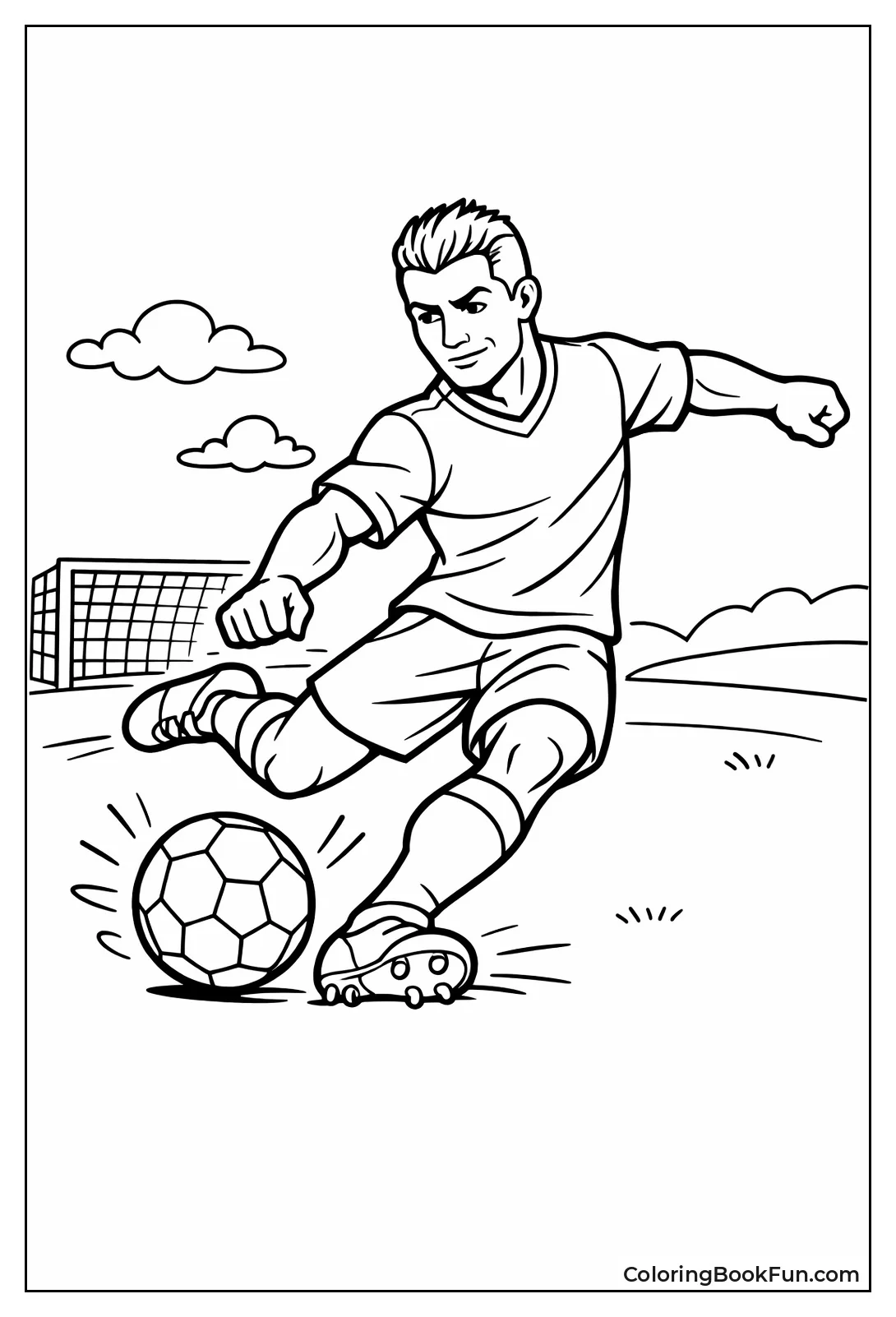 Ronaldo Kicking Outline Sketch