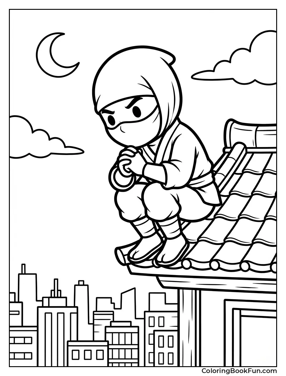 Ninja Thinking on Rooftop