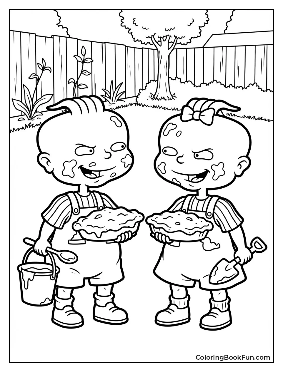 Phil and Lil Hold Mud Pies