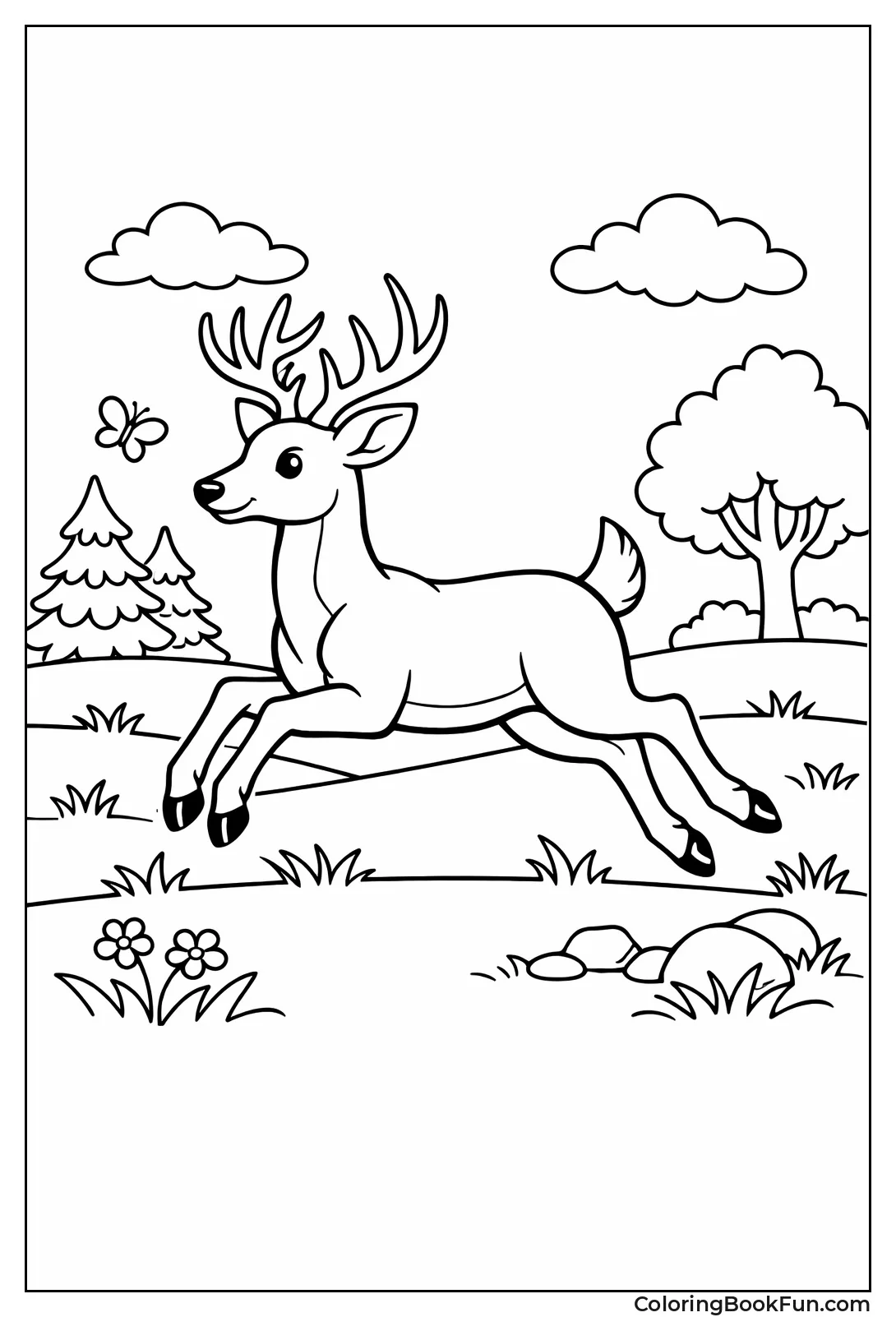 Deer Runs through Meadow