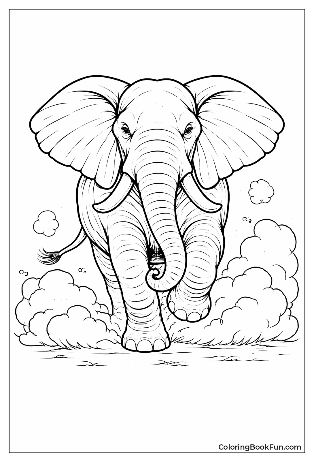 Charging Elephant Kicks Dust