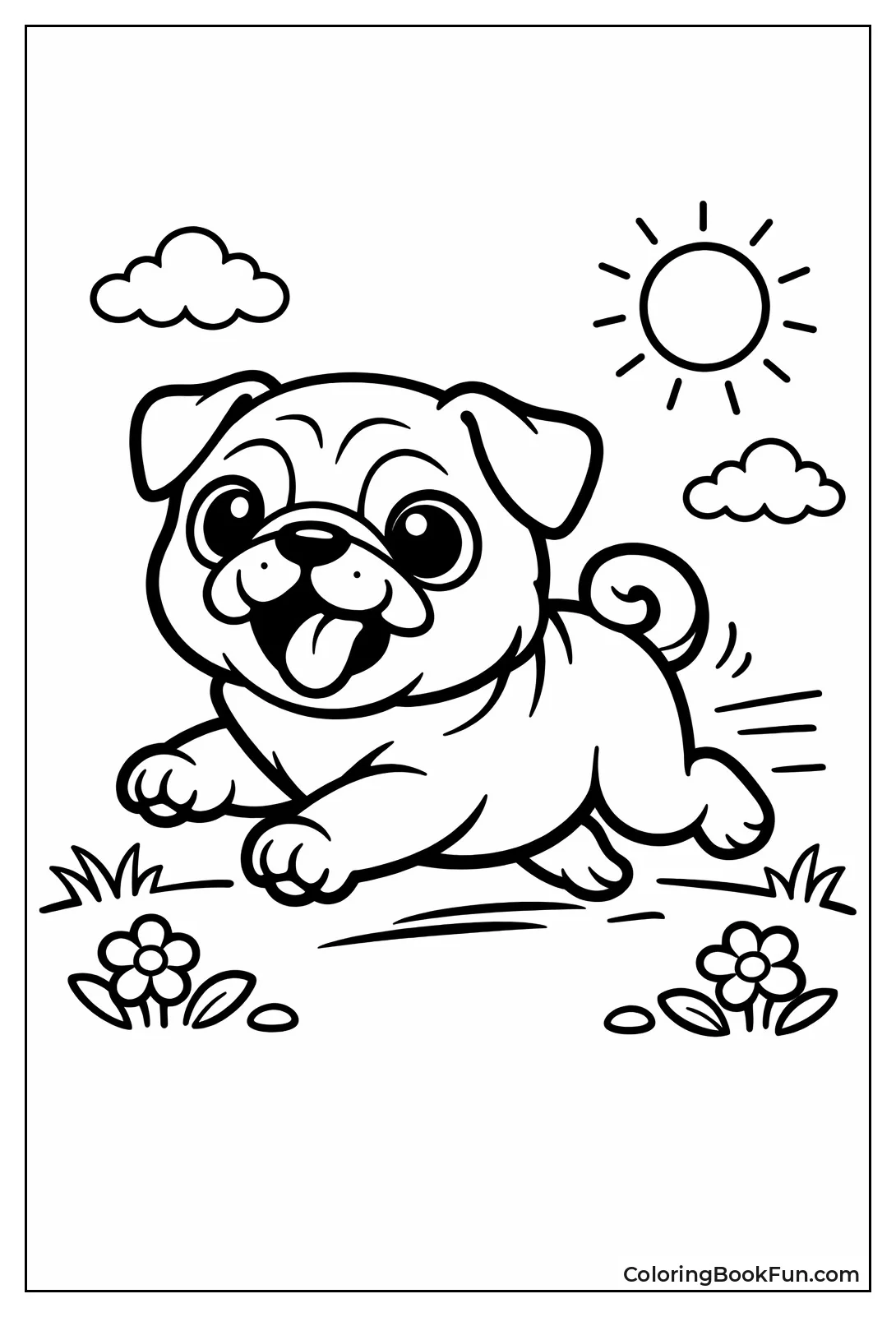 Running Pug Silhouette Outline