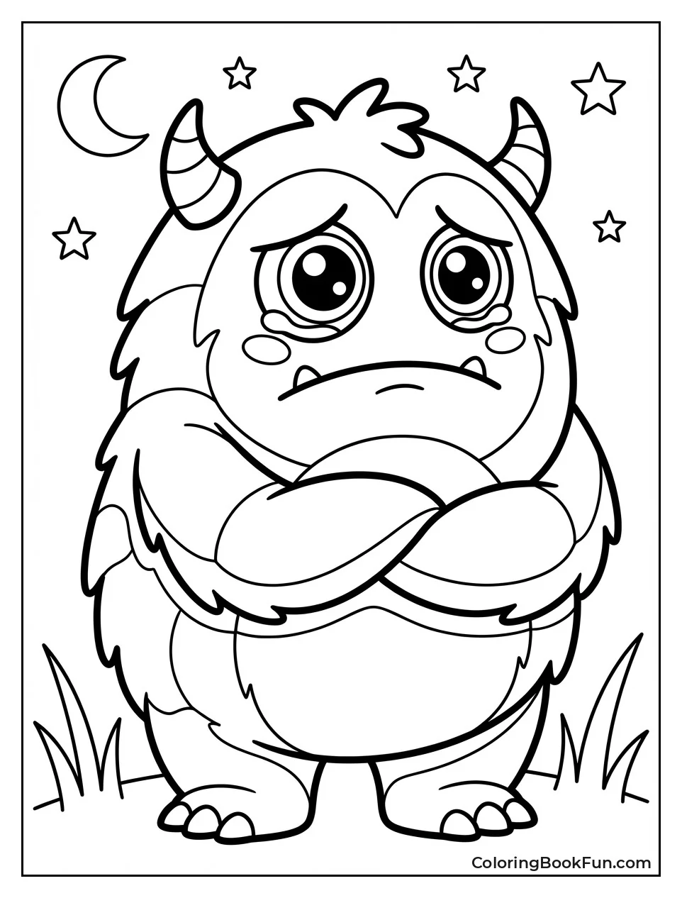 Sad Monster Frowns Gently