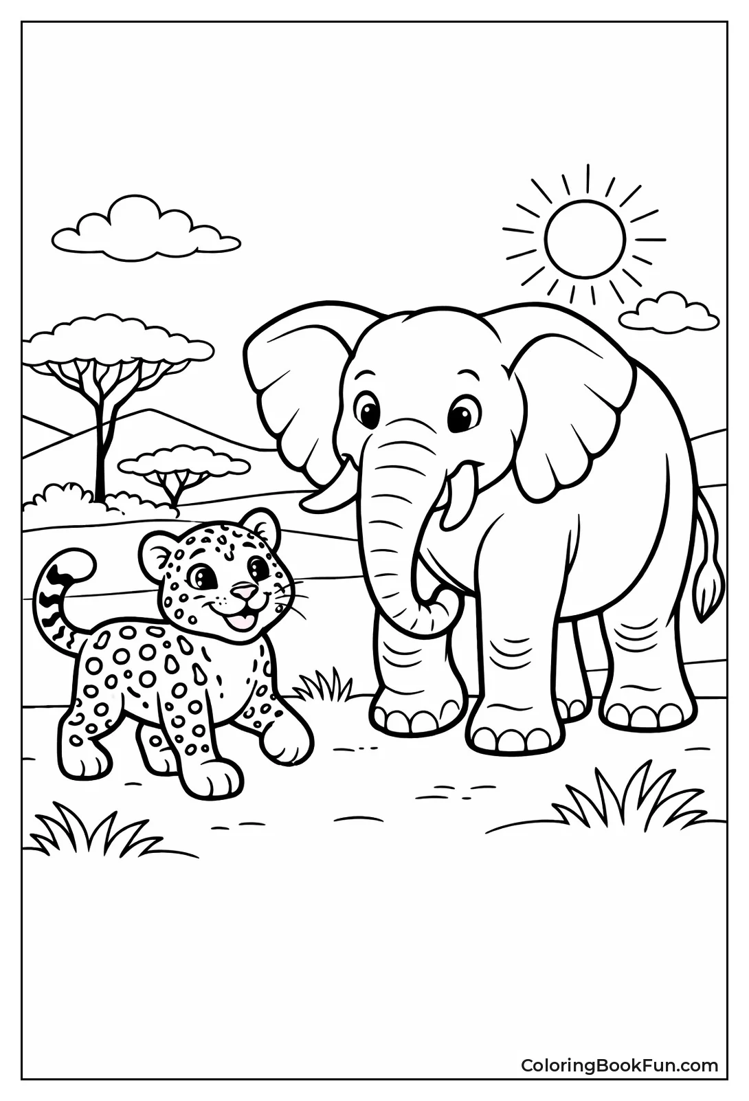 Leopard Beside Big Elephant