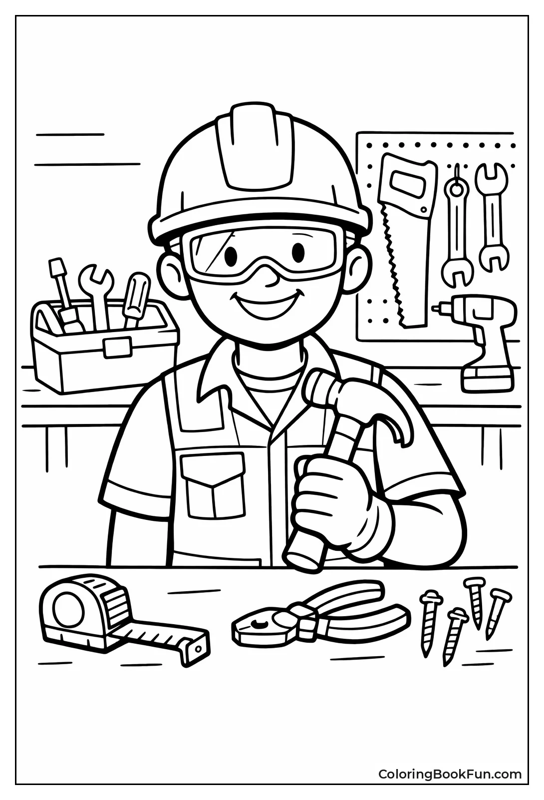 Safe Worker Holding Hammer