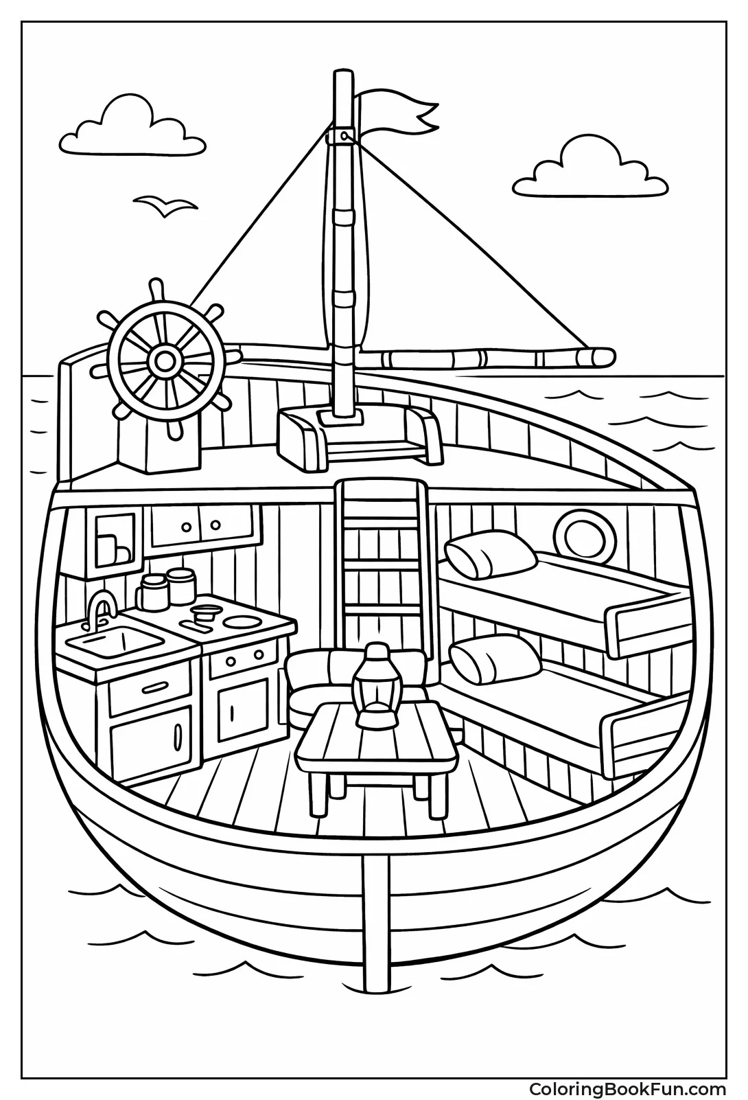 Sailboat Interior Cutaway View