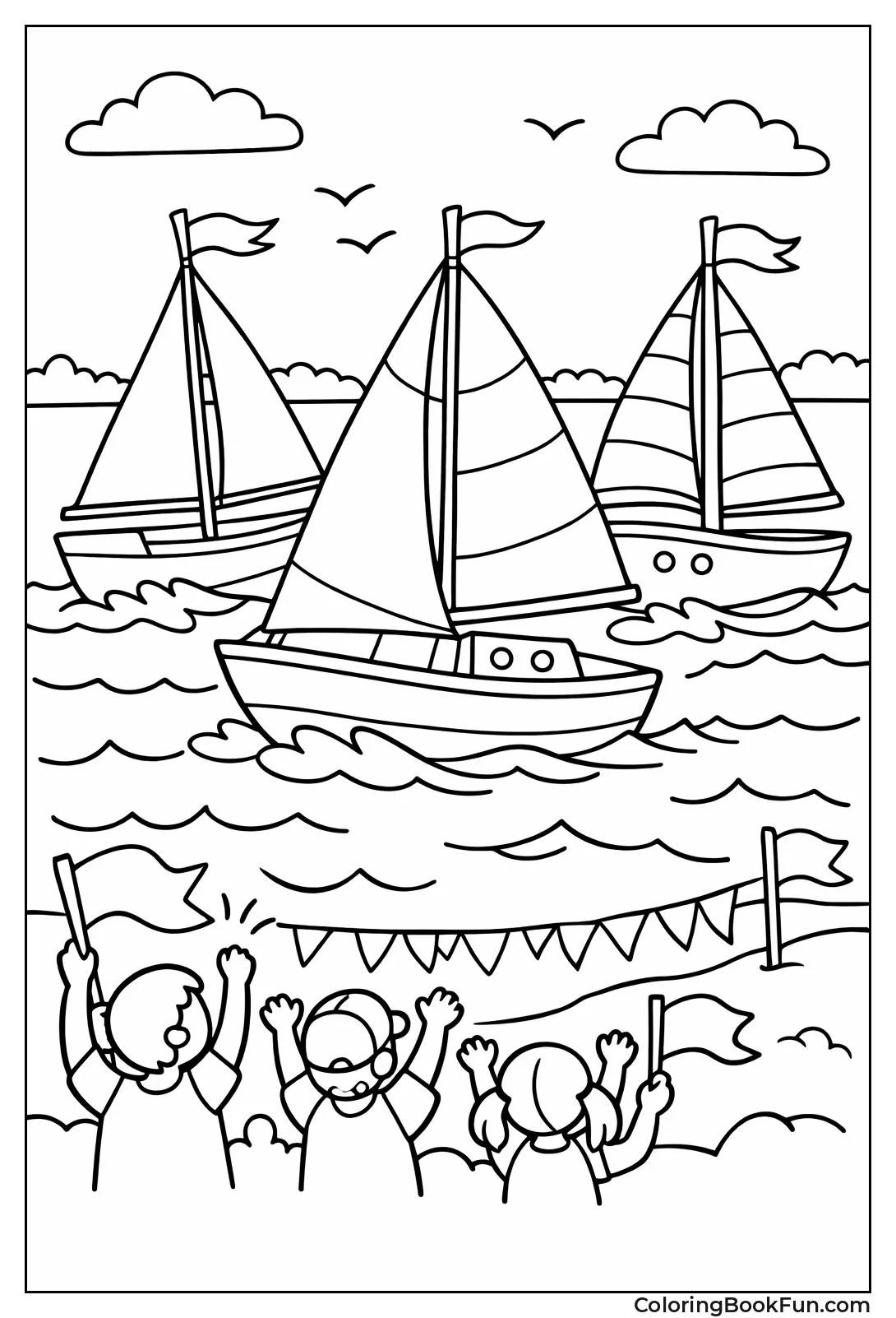 Sailboats Racing Close Together