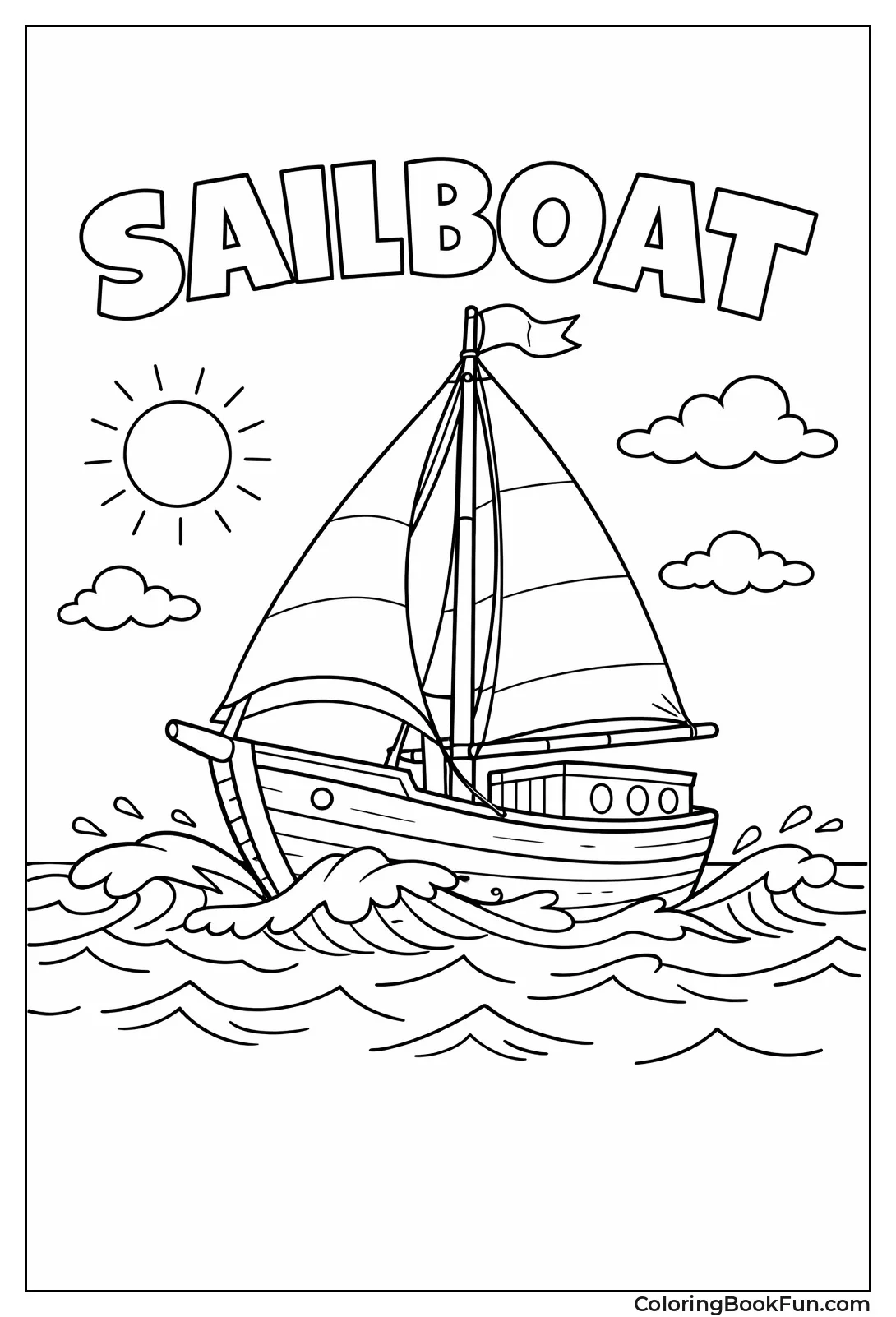 Sailboat Sailing on Ocean Waves