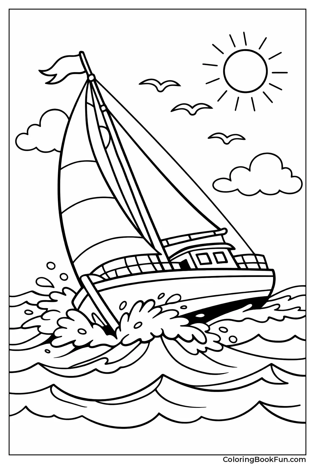 Sailboat Leaning in Wind