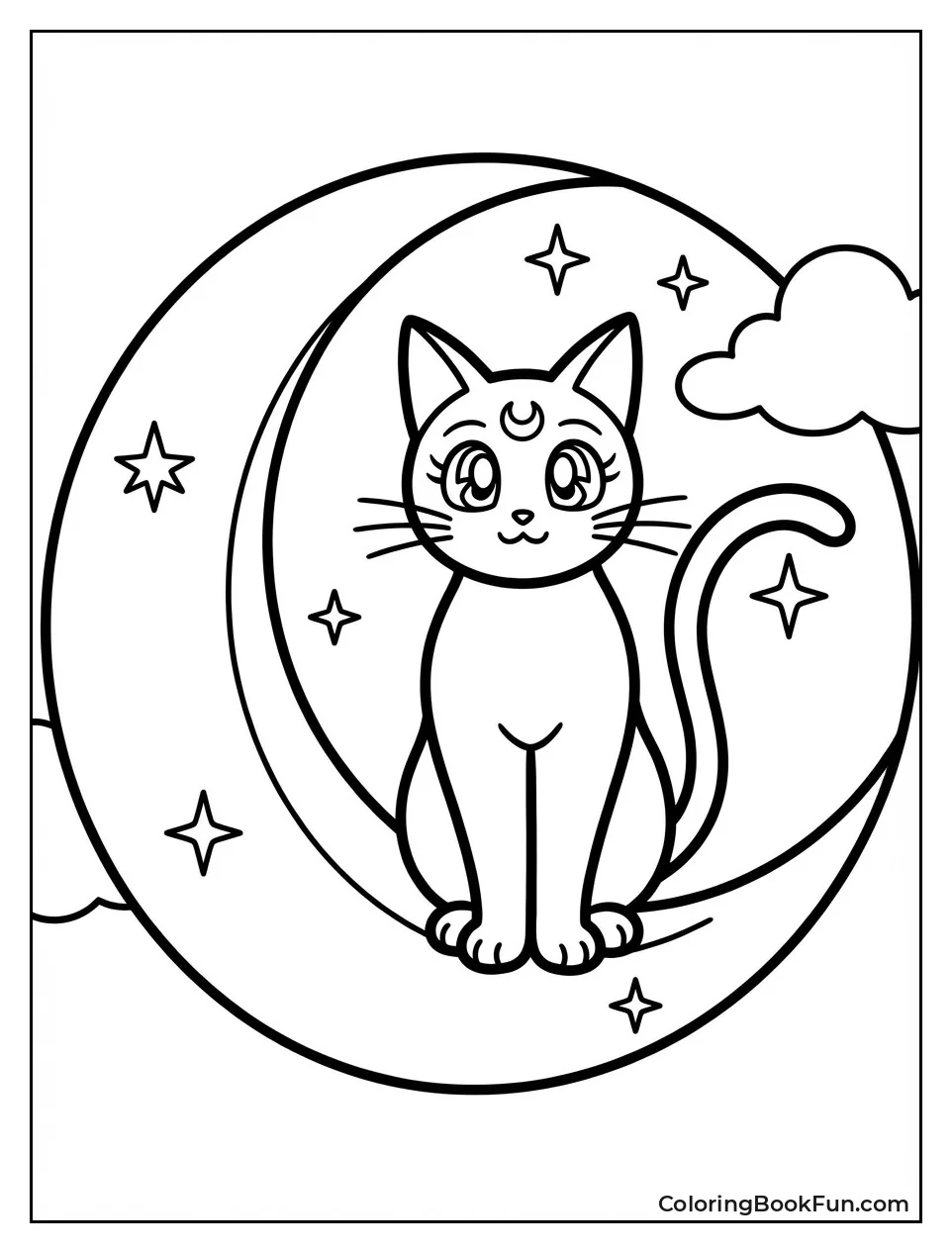 Luna Sits on Crescent Moon