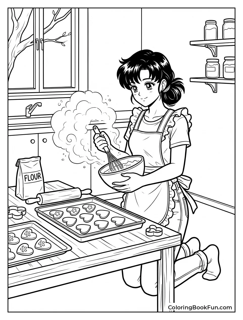 Makoto Bakes Heart Cookies