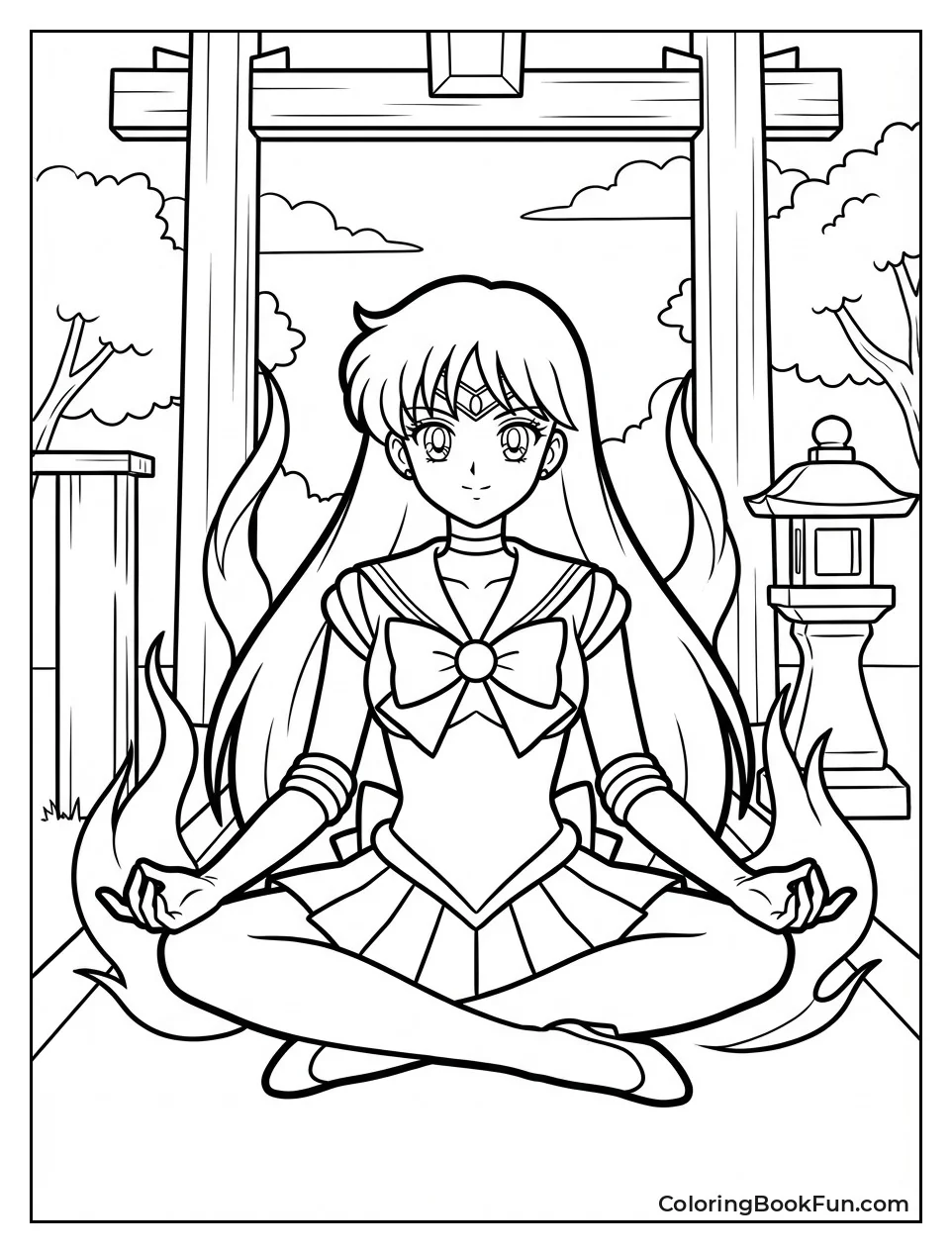 Sailor Mars Prays at Shrine