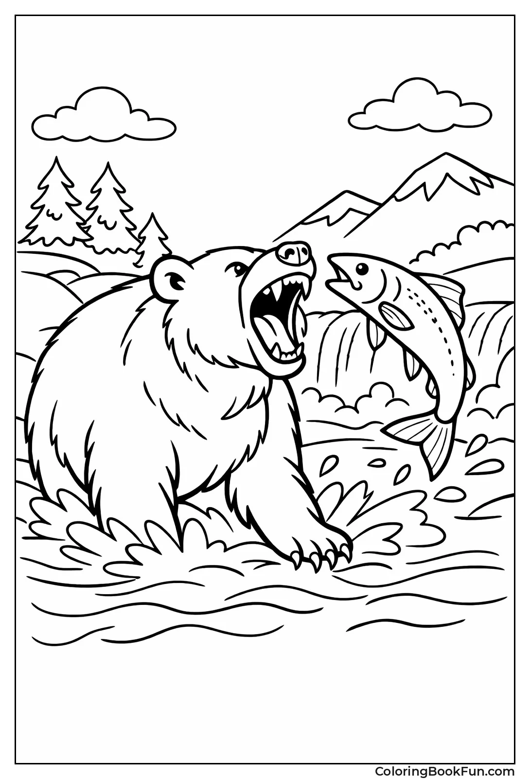 Bear Catching Leaping Salmon