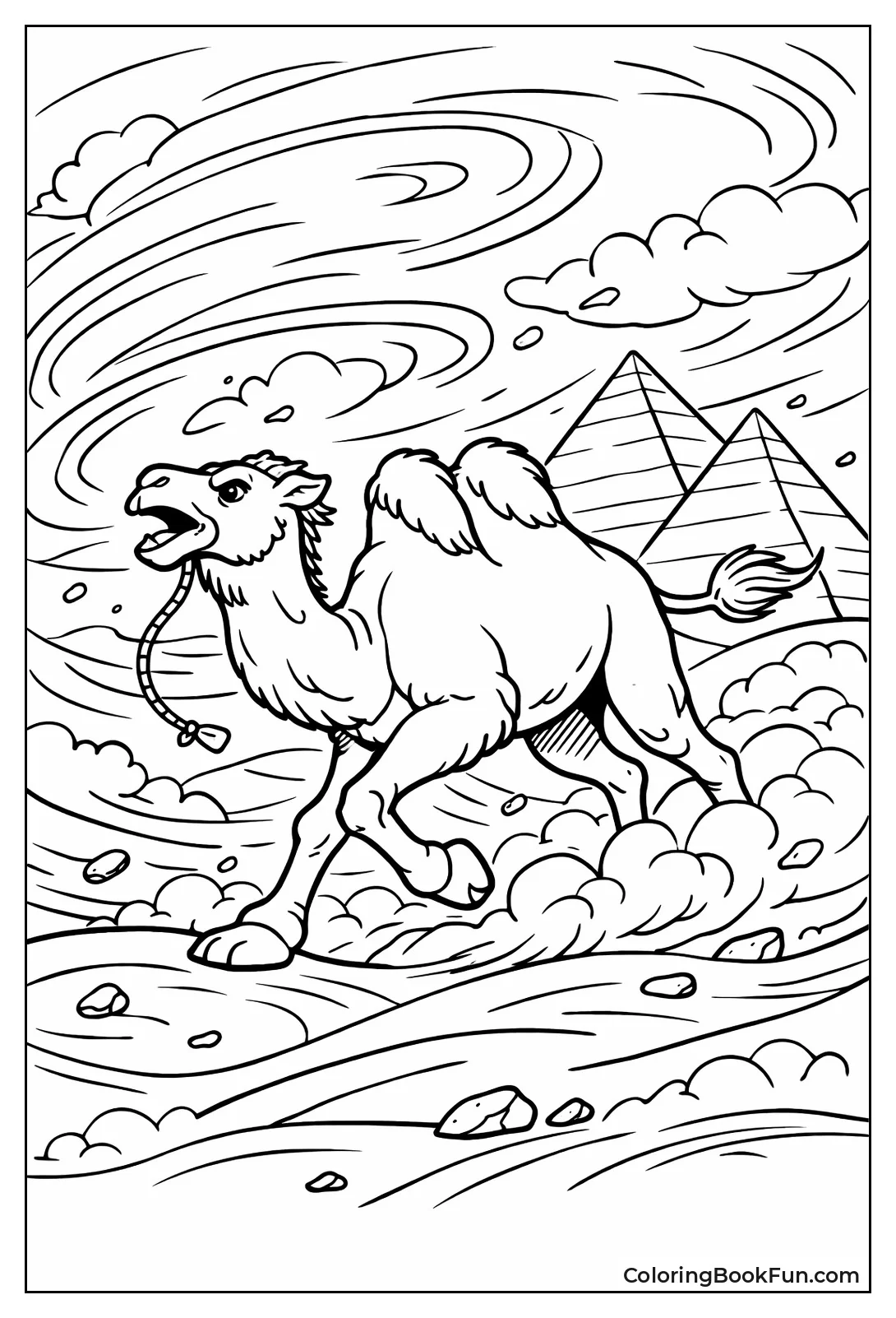 Camel in Sandstorm Pyramids