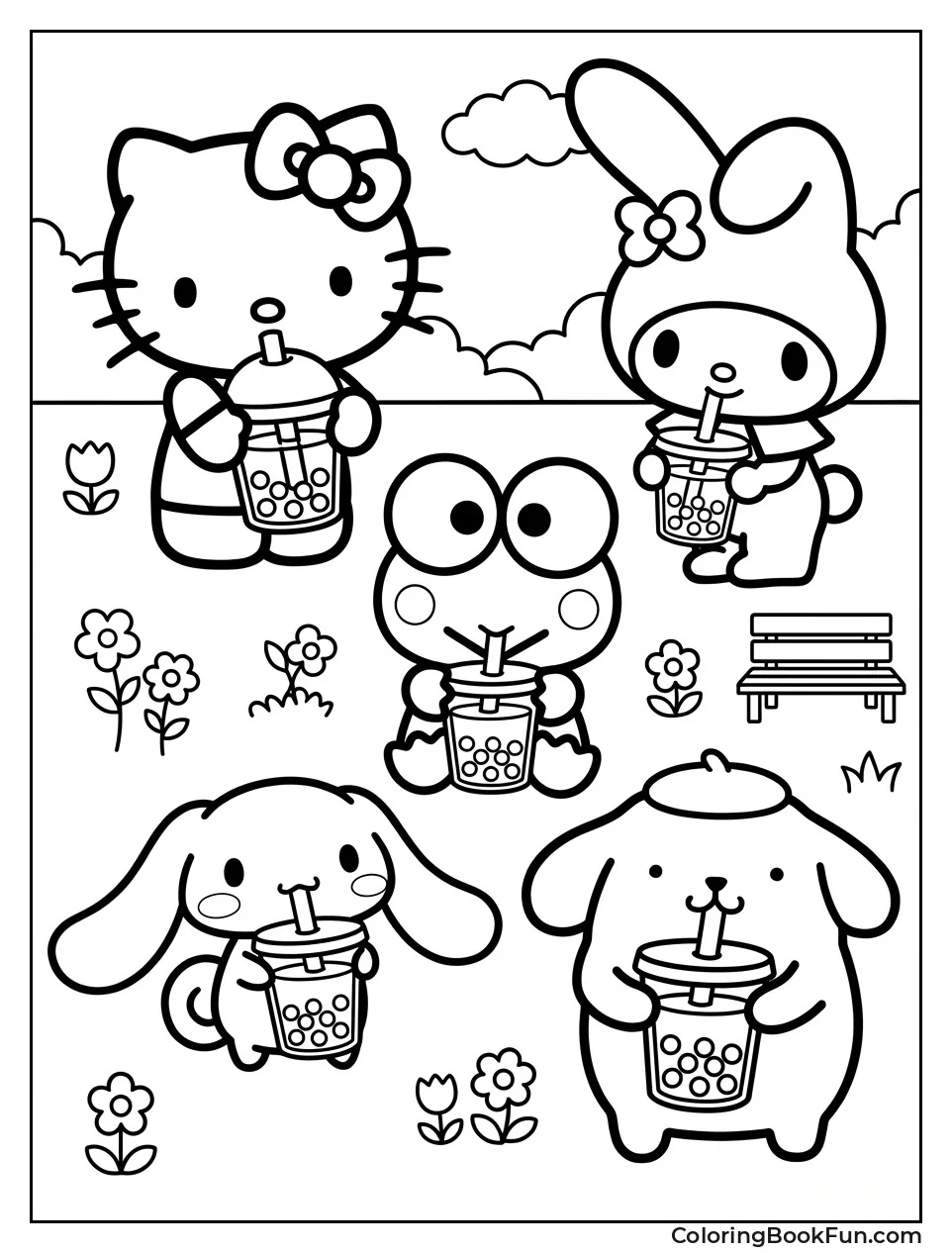 Sanrio Sipping Boba Tea