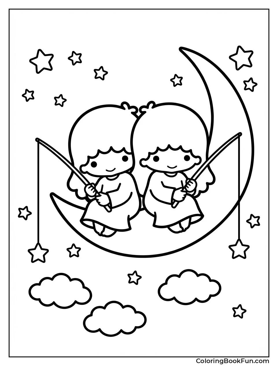 Twin Stars Stargazing on Moon