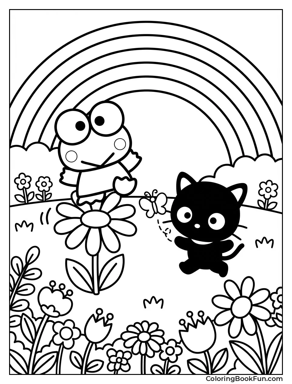 Keroppi Playing under Rainbow