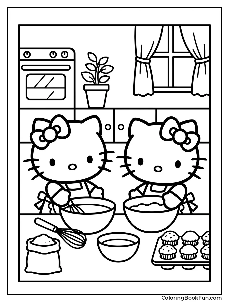 Kitty Baking Cupcakes