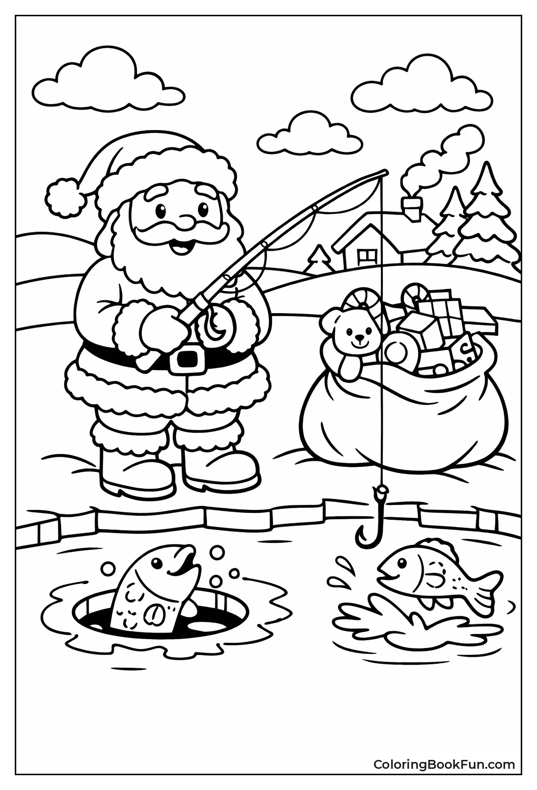 Santa Fishes Icy Pond