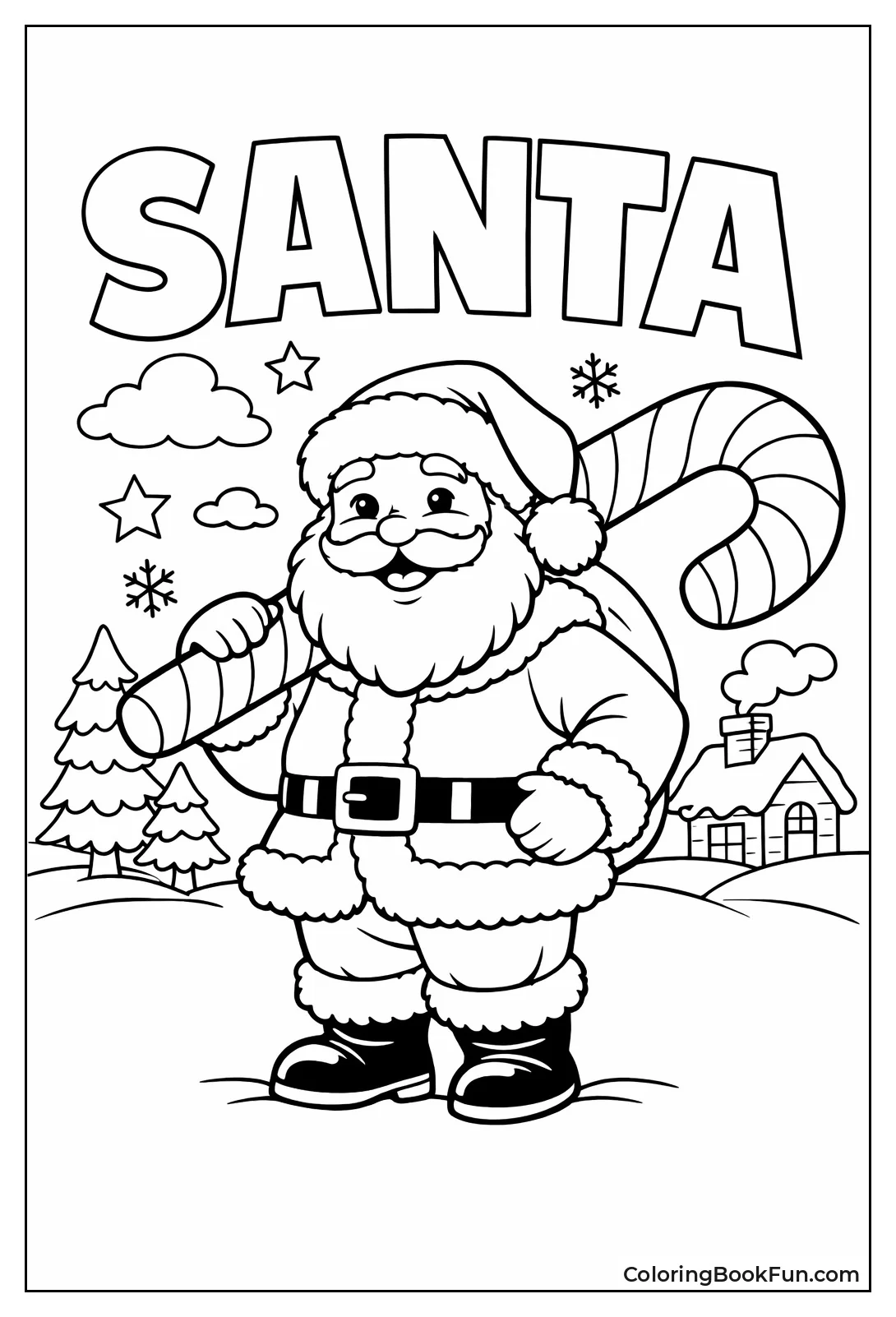 Santa Holding Giant Candy Cane