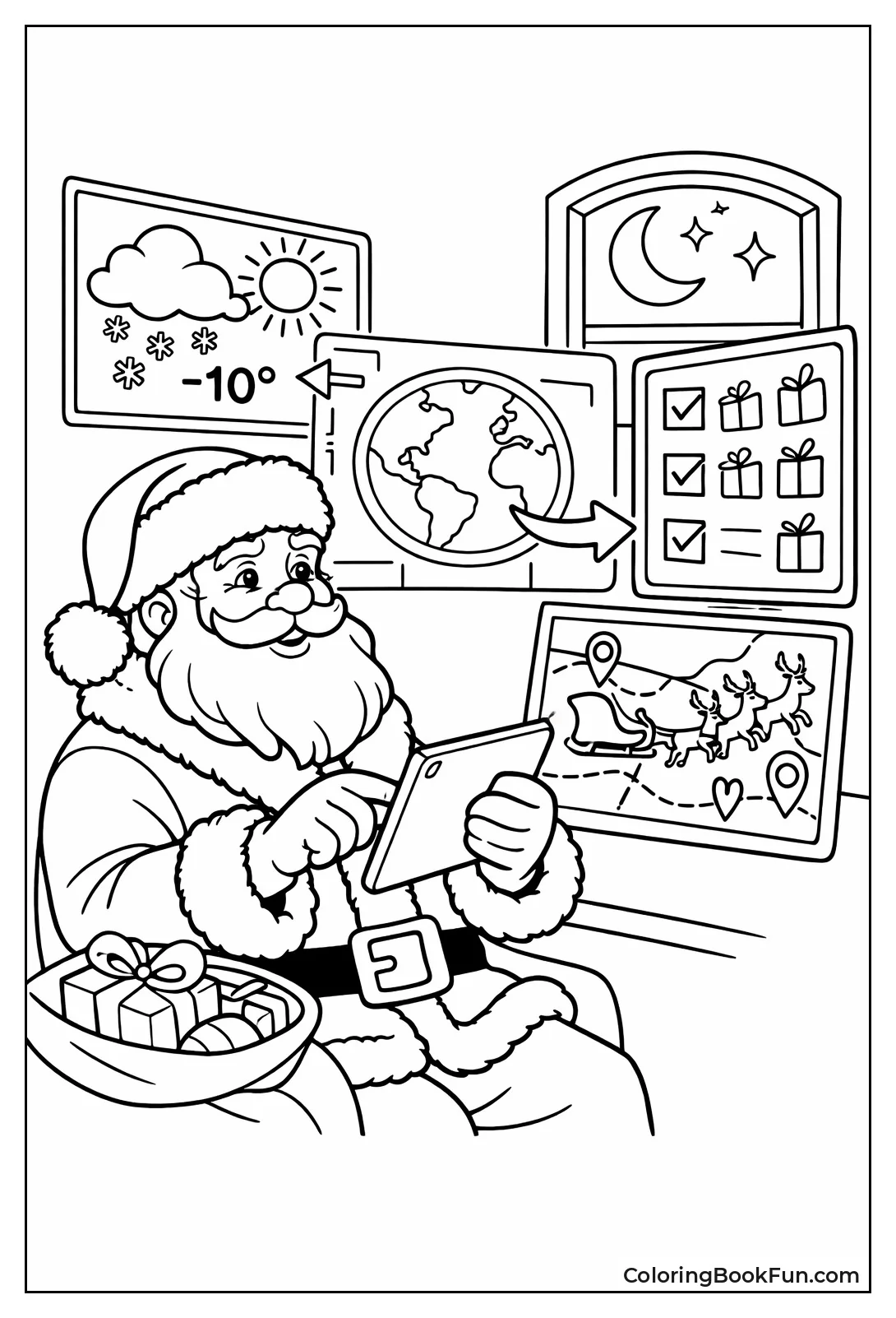 Santa with High-Tech Screens