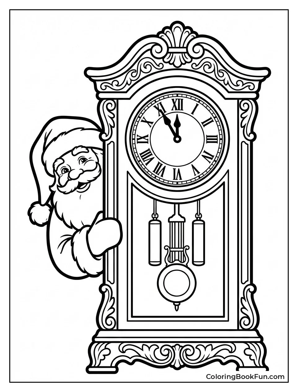 Santa behind Midnight Clock