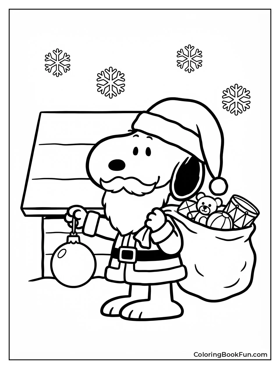 Santa Snoopy Holds Toys