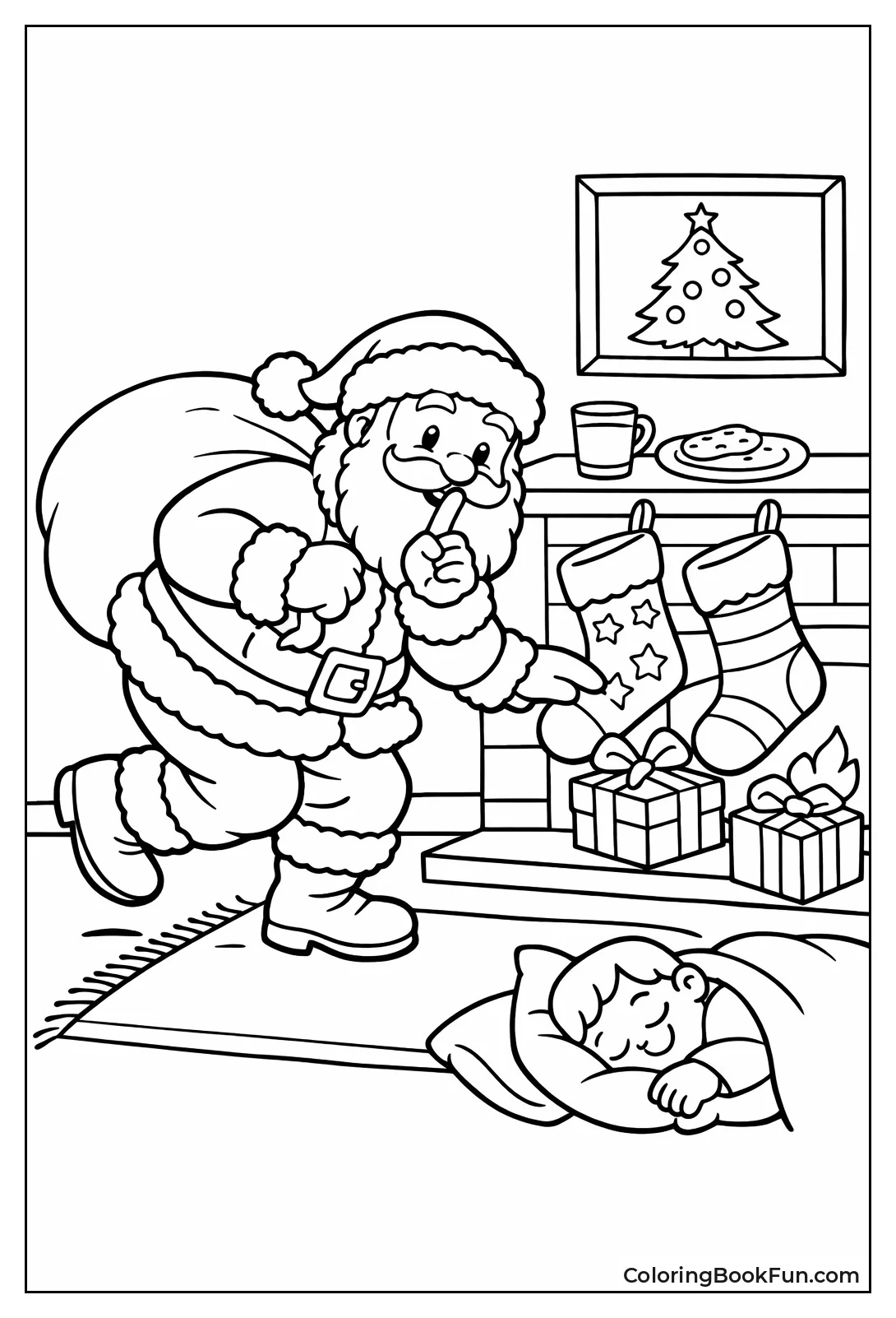 Santa Placing Gift Quietly