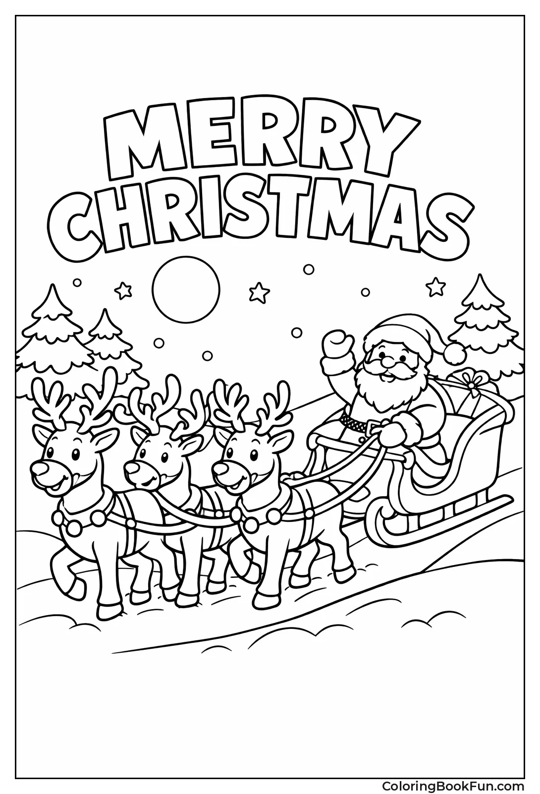 Santa with Pulling Reindeer