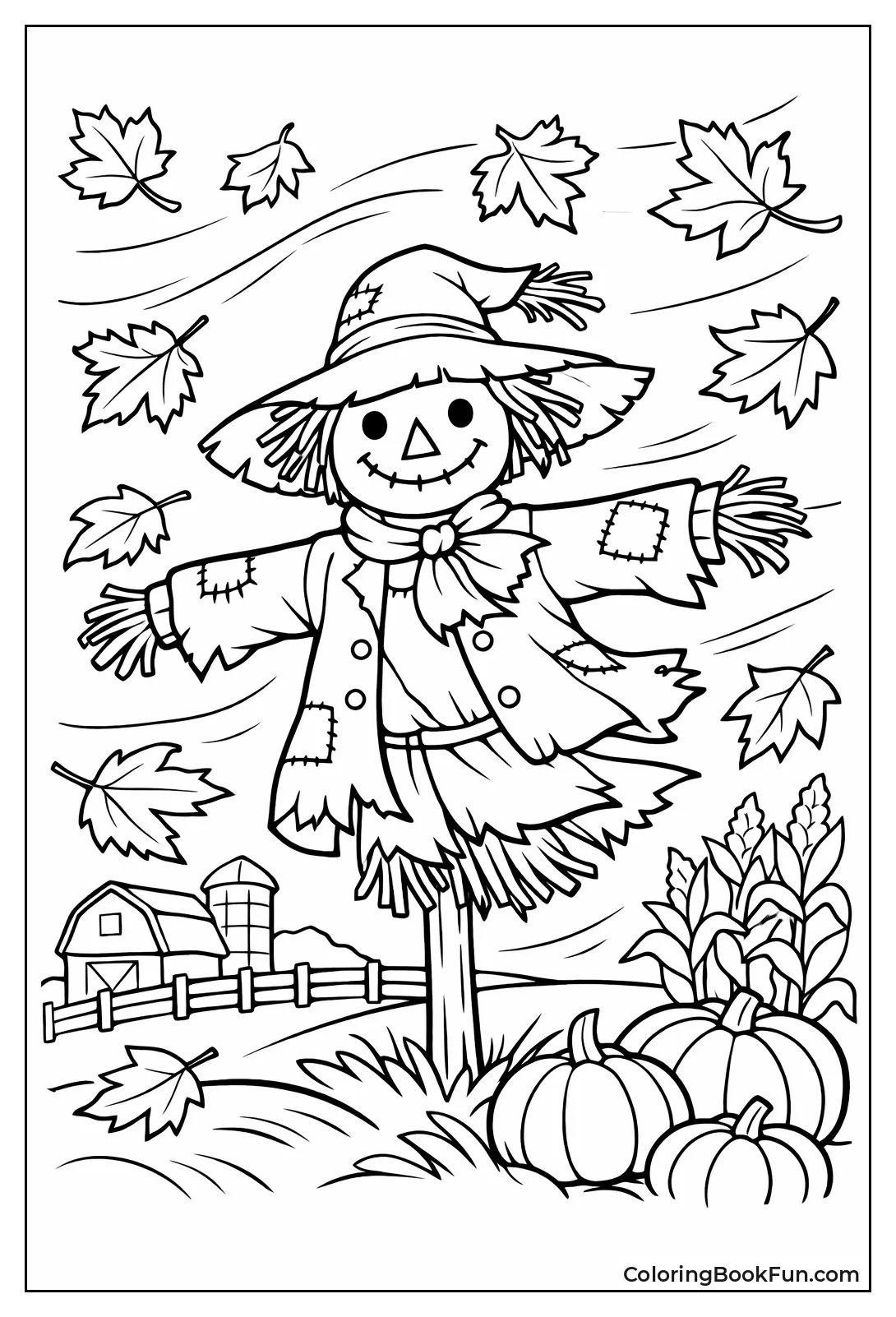 Scarecrow in Windy Leaves