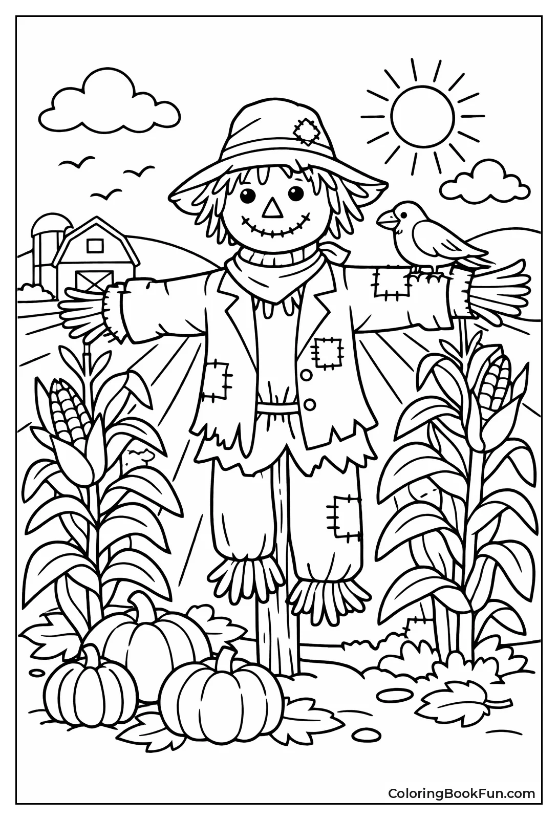 Scarecrow Guards Cornfield Rows