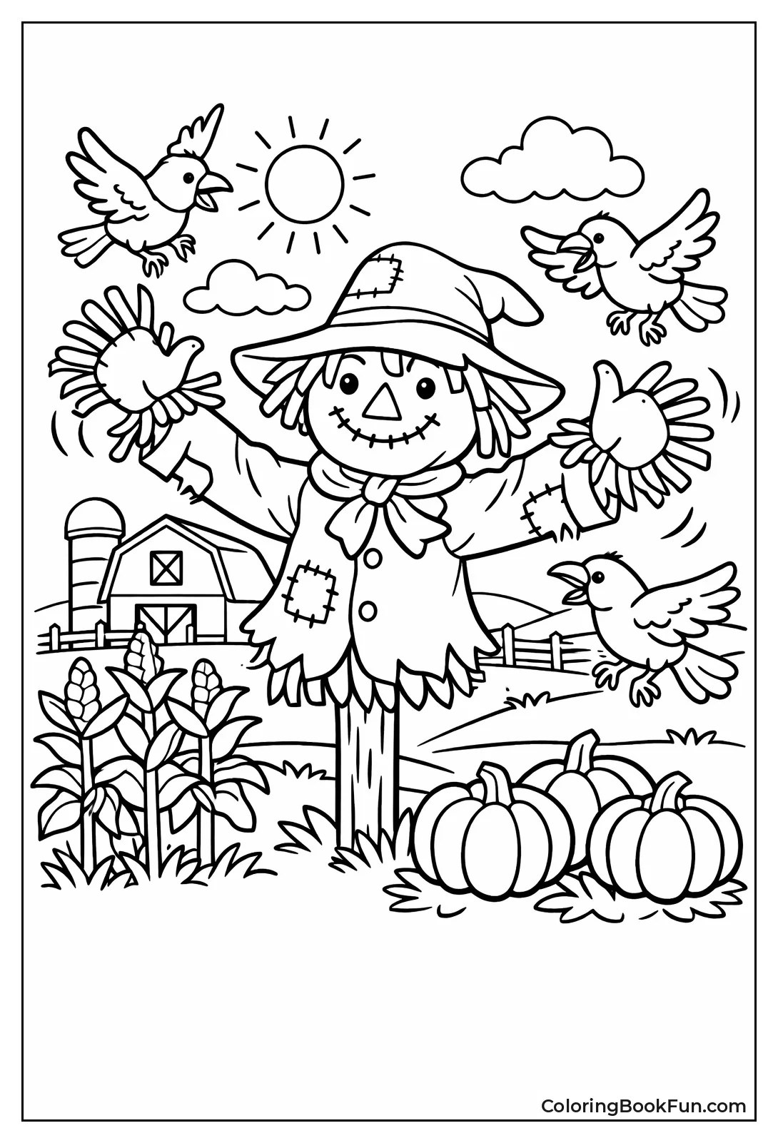 Scarecrow Scares Flying Crows