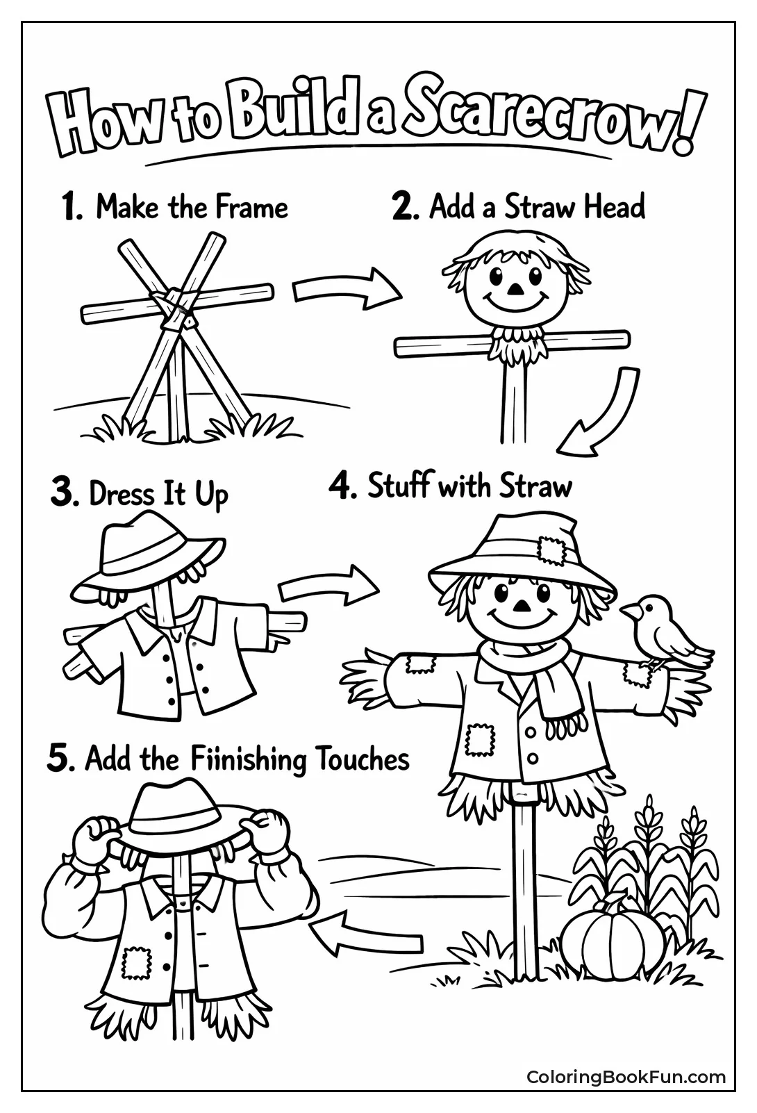 Assemble Simple Straw Scarecrow