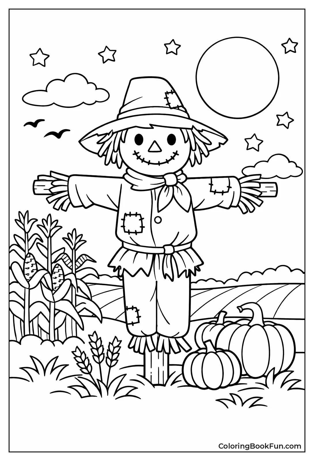Scarecrow under Full Moon