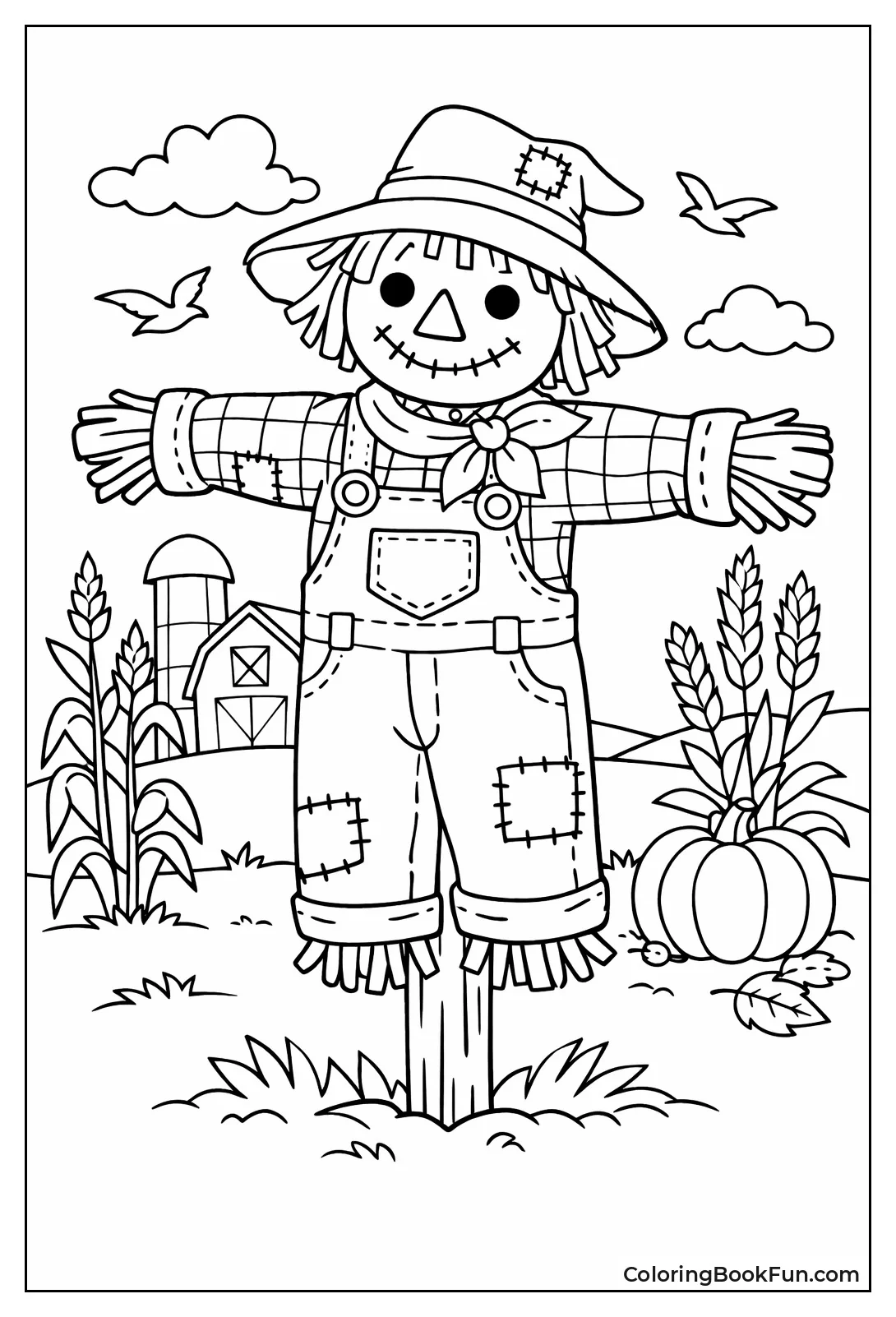 Scarecrow Wears Patched Overalls