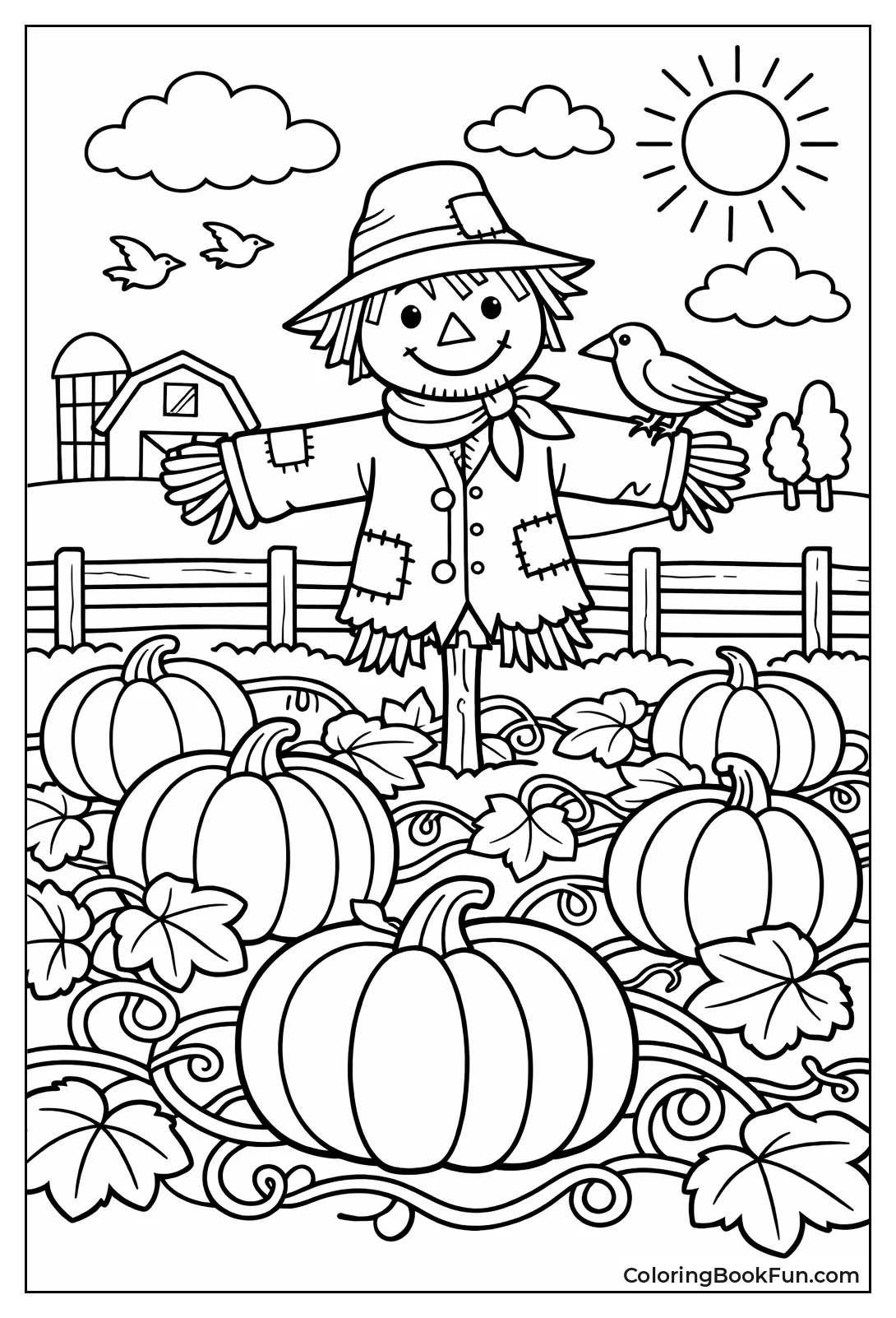 Scarecrow Watches Pumpkin Patch