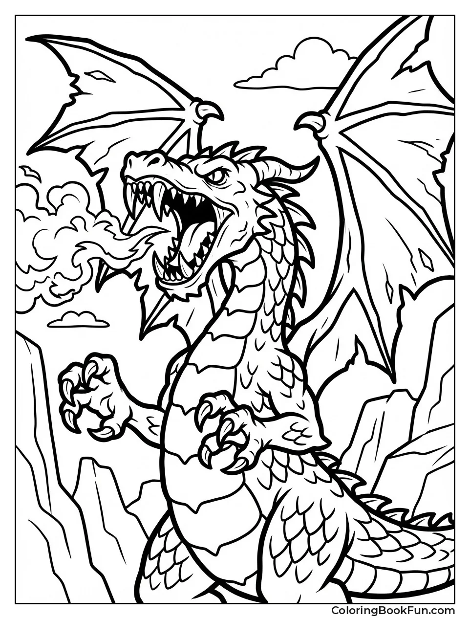 Scary Dragon Roaring Fiercely