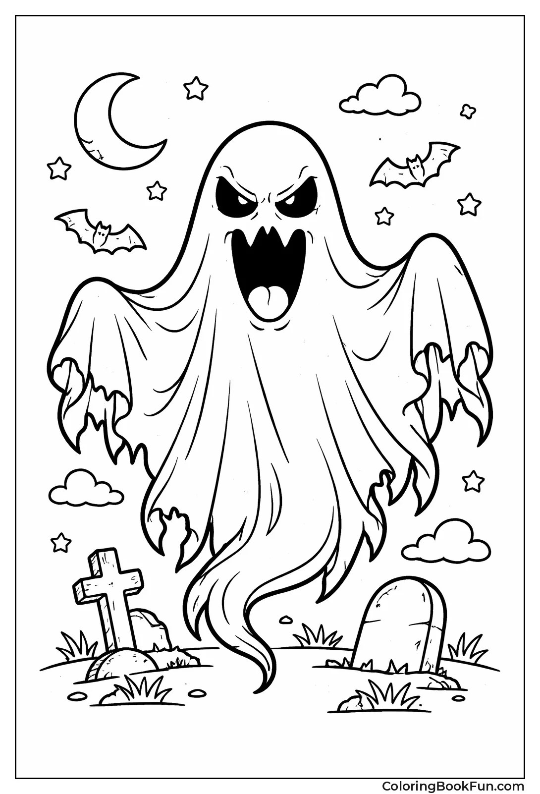 Scary Ghost Grins with Tattered Edges