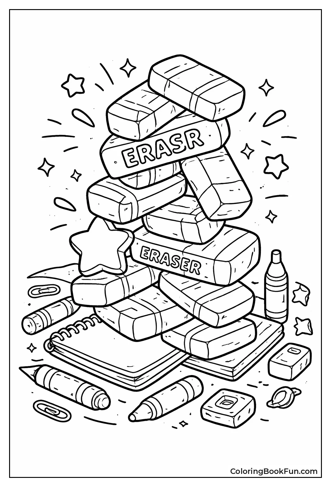 Erasers Stack in Tower