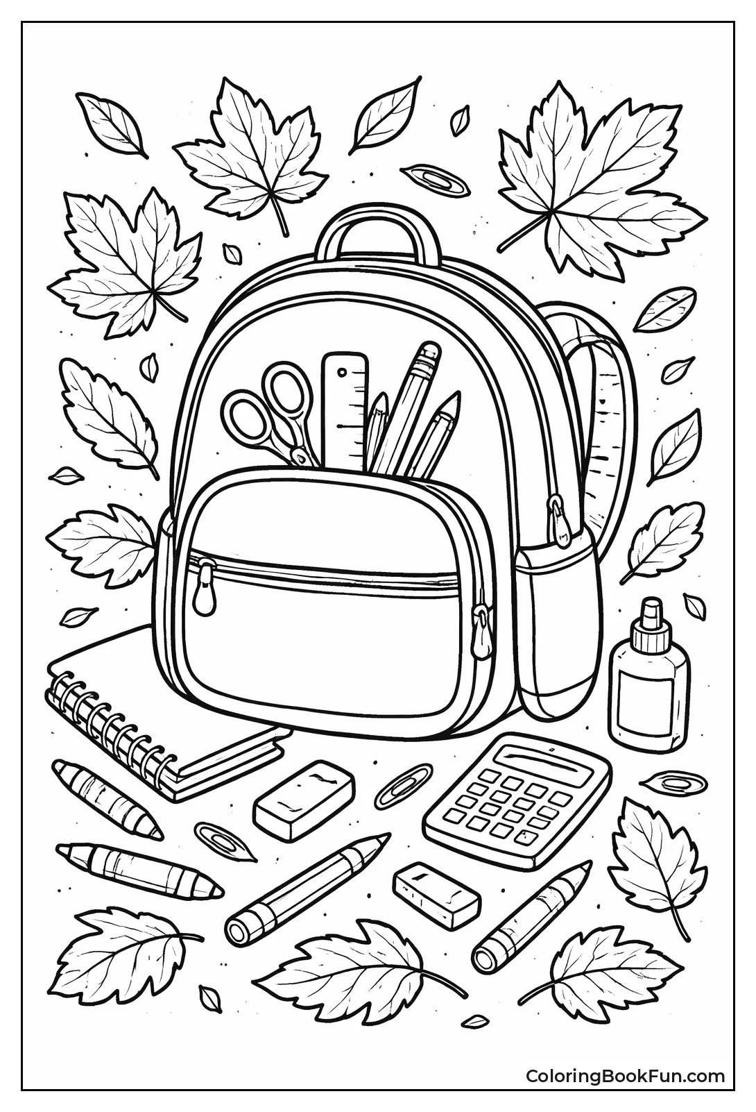 Backpack in Fall Leaves